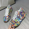 Outdoor Thick Bottom Lacing Sneakers Cartoon Graffiti Printed Couple Casual Shoes, Size: 38(Black)