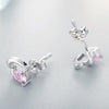 Heart-shaped S925 Sterling Silver Earrings with Gemstones