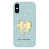 For iPhone X / XS Skin Feeling Jelly TPU Hybrid PC Phone Case(Love Flower Rabbit Light Green)
