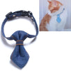Dark Blue Denim Cowboy Bow Tie Pet Collar, S (16-32cm), Cats & Dogs