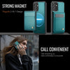 For Samsung Galaxy A13 5G JEEHOOD J06 British Style RFID MagSafe Card Bag PU Phone Case(Green)