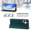 For Samsung Galaxy S22 Ultra 5G RC01 Dual-Folded Magnetic Suction RFID Leather Phone Case(Dark Green)