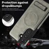 For Samsung Galaxy S23 5G Multi-function Holder MagSafe PU Phone Case(Titanium Gray)