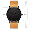 Men Simple Matte Leather Belt Quartz Watch(Black)
