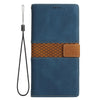 For Samsung Galaxy S23 FE 5G Grid Stitching Leather Phone Case with Lanyard(Blue)