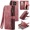 For Samsung Galaxy S25 Ultra 5G CaseMe C30 Card Slots Zipper Wallet Leather Phone Case(Red)