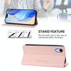 For iPhone XR RC01 Dual-Folded Magnetic Suction RFID Leather Phone Case(Pink)