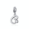 S925 Sterling Silver 26 English Letter Pendant DIY Bracelet Necklace Accessories, Style:C