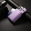 For iPhone 11 Pro Max Three Fold Card Bag Phone Case with Long Lanyard(Purple)