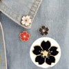 Sweet Cherry Blossom Brooch Drip Flower Collar Pin Badges Clothing Bags Accessories(Black)