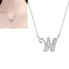 Women Fashion S925 Sterling Silver English Alphabet Pendant Necklace, Style:W