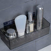 Bathroom Seamless Non-perforated Shelf Wall Hanging Storage Basket(Transparent Black)