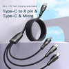 Yesido CA89 3 in 1 USB-C / Type-C to 8 Pin + USB-C / Type-C + Micro USB Fast Charging Cable, Length: 1.2m