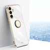 For Samsung Galaxy S25+ 5G XINLI Straight 6D Plating Gold Edge TPU Shockproof Case with Ring Holder(White)