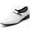 Men Set Business Dress Shoes PU Leather Pointed Toe Oxfords Shoes, Size:39(White)
