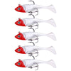 5pcs /Pack HENGJIA SO071 T-Tail Lead Fishing Lure Lua Fishing Soft Bait, Size: 8.5cm 10.6g(Red And White)