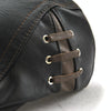 12968 Perforated Strap Design Outdoor All-Match PU Leather Peaked Cap Berets, Size:One Size(Light Coffee)
