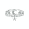 SCR1046 S925 Sterling Silver Platinum-plated Romantic Star and Moon Ring(8)