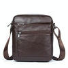 Men Cowhide Leather Crossbody Bags Vertical Shoulder Bag Business Bag(Coffee)