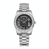 CAGARNY 6886 Diamond-encrusted Roman Numeral Dial Quartz Watch for Men(Silver Shell Black Dial)