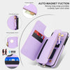 For iPhone X / XS Double Flap Zipper RFID Leather Phone Case with Short Lanyard(Light Purple)