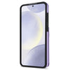 For Samsung Galaxy S23 5G Rhombic Dual Buckle Card Slots Phone Case with Lanyard(Purple)