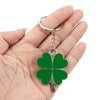 Green Leaf Car Keychain Keyring Lucky Key Chain Purse Bag Pendants Steel Stainless Car Styling Four-leaf Clover Key Rings