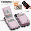 For iPhone 11 JEEHOOD J06 British Style RFID MagSafe Card Bag PU Phone Case(Pink)