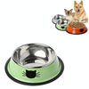 Non-Slip Green Cat Bowl - Stainless Steel - 11x15.5cm