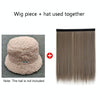 8261Z-1 Long Straight Hair Detachable Hat Wig Autumn And Winter Lamb Hat Wig(Aoki Gold)