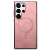 For Samsung Galaxy S25 Ultra 5G Solid Color Retro Magsafe PU Back Cover Phone Case(Pink)