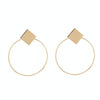 Simple Style Fashion Earrings Women Square Round Geometric Hanging Earrings(Gold)