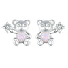 S925 Sterling Silver Platinum Plated Cute Bear Opal Earrings