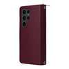 For Samsung Galaxy S23 Ultra 5G Nine-card Slots Zipper Wallet Bag Leather Phone Case(Wine Red)
