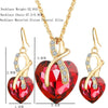 3 PCS / Set Women Heart Shaped Crystal Zircon Earring Necklace Jewelry Set(White)