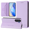 For Samsung Galaxy M54 5G Global / F54 RC01 Dual-Folded Magnetic Suction RFID Leather Phone Case(Light Purple)