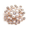Women Large Snowflake Imitation Pearls Rhinestones Crystal  Brooch Pin Jewelry(White)