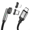 ENKAY 2 in 1 PD 100W / 27W 180 Degrees Rotation Magnetic Type-C / 8 Pin Fast Charging Data Cable with LED Light, Length:2m