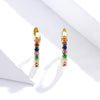 Sterling Silver Rainbow Earrings S925 Zircon Earrings, Color:Gold