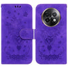 For Realme 13+ Global Butterfly Rose Embossed Leather Phone Case(Purple)