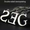 Double-Sided Three-Dimensional Plating Alphabet Keychain, Style: T