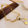 OPK GZ192 Simple Delicate Tassel Butterfly Flower Double Layers Stainless Steel Anklets(Gold)