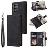 For Samsung Galaxy S25 Ultra 5G Multifunctional Frosted Zipper Wallet Leather Phone Case(Black)