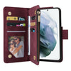 For Samsung Galaxy S22+ 5G Multifunctional Frosted Zipper Wallet Leather Phone Case(Wine Red)