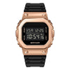 SANDA 2126 Tempered Mirror Luminous Waterproof Dual Display Electronic Watch(Black Rose Gold)