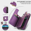 For iPhone 12 mini Double Flap Zipper RFID Leather Phone Case with Short Lanyard(Dark Purple)