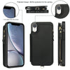 For iPhone XR Double Flap Zipper RFID Leather Phone Case with Short Lanyard(Black)