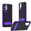 For Samsung Galaxy S25+ / S24+ 5G Dual-Color Skin Feel Magsafe Phone Case with Holder(Purple)