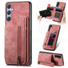 For Samsung Galaxy S25 5G Retro Leather Zipper Wallet Back Phone Case(Pink)