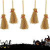 5pcs Halloween Mini Broom Ornaments Witch Broom Toy Accessories Red Rope 4cm x 9.5cm
